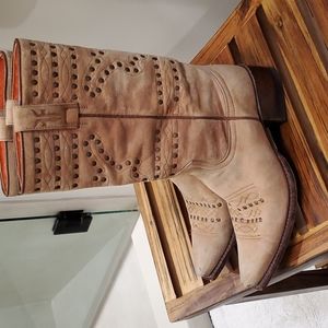 Frye cowboy boots suade